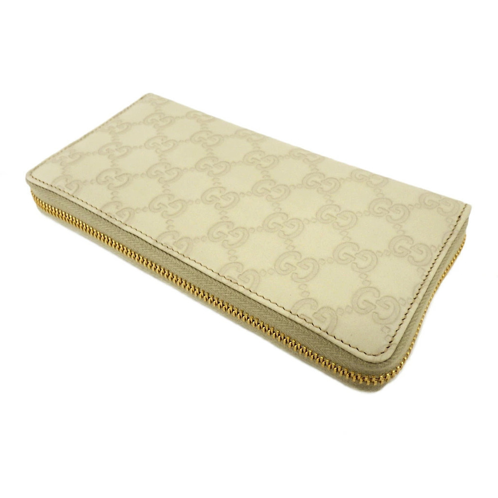 GUCCI Guccissima Round Zip Long Wallet Leather Off White - Picture 2 of 5